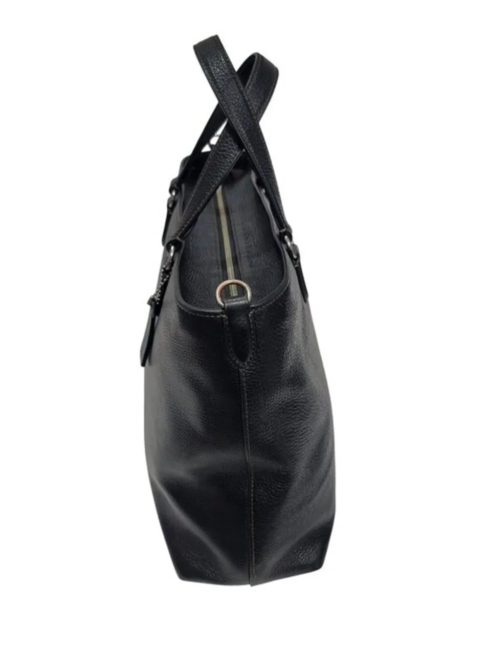 Coach Logan Black Pebbled Leather Carryall Logo Strap